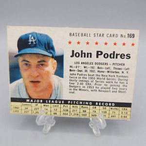 1961 Post Cereal Baseball #169 John Podres, Los Angeles Dodgers Baseball Card